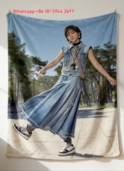 Coach Denim Outfit Print Flannel Sofa Throw Blanket C139